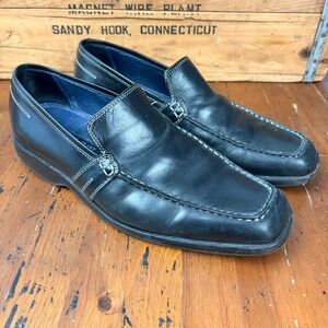 Arnold‎ Brant Mens 9 Black Leather Loafers Made in Italy Square Toe 297 6158 001